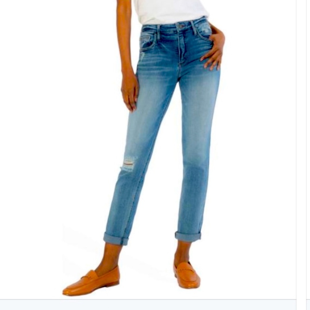 Nordstrom high rise Straight leg fold bottom jeans